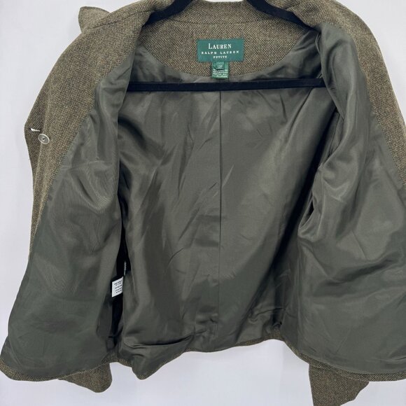 Lauren Ralph Lauren Double Breasted Jacket Womens 12 Petite Green Wool Vintage - Picture 9 of 10